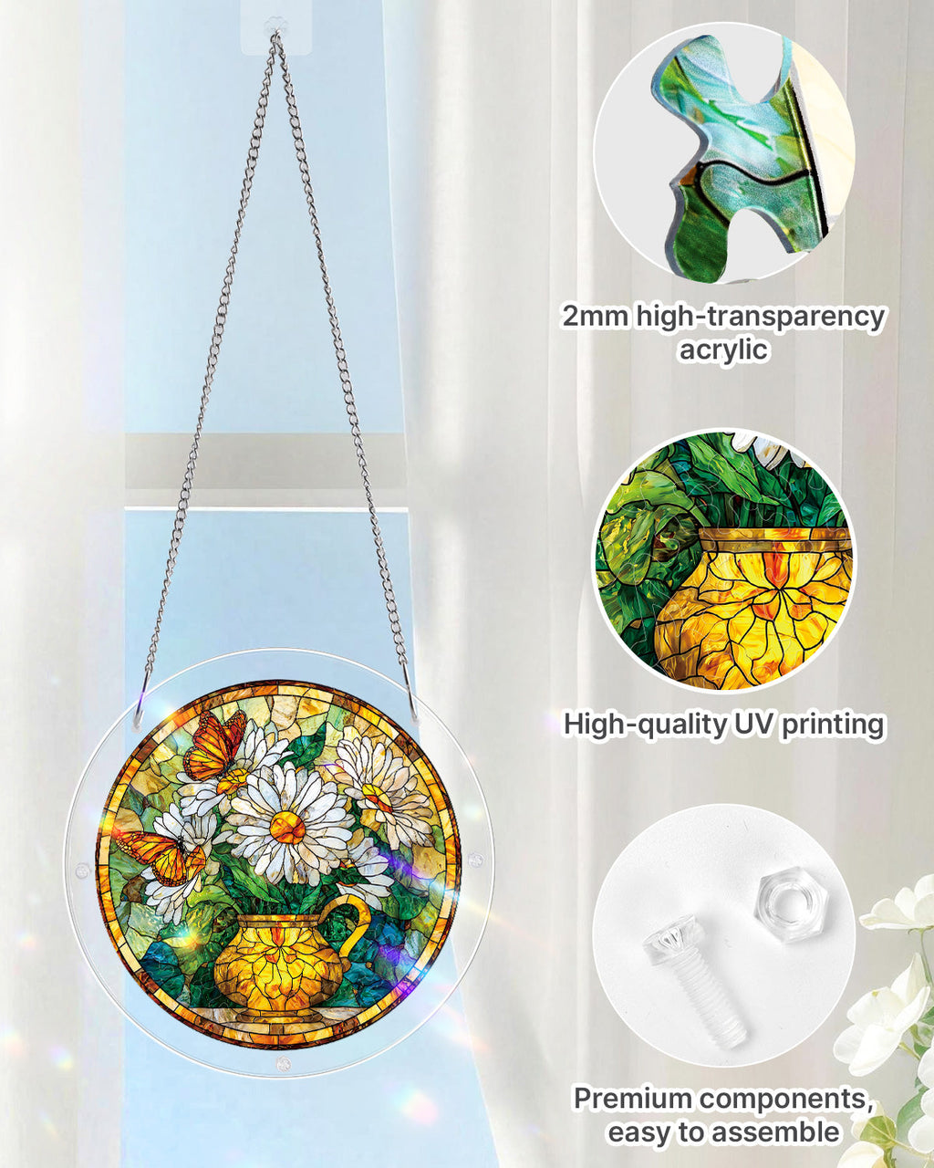 Daisy Butterfly Garden Light Suncatcher-Acrylic Window Art
