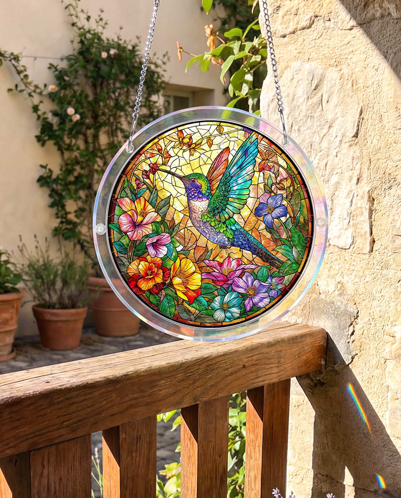 Acrylic Jigsaw Puzzle Suncatcher - Hummingbird Bloom