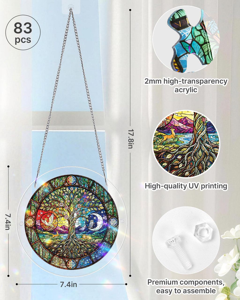 Tree of Day and Night Light Suncatcher-Acrylic Window Art