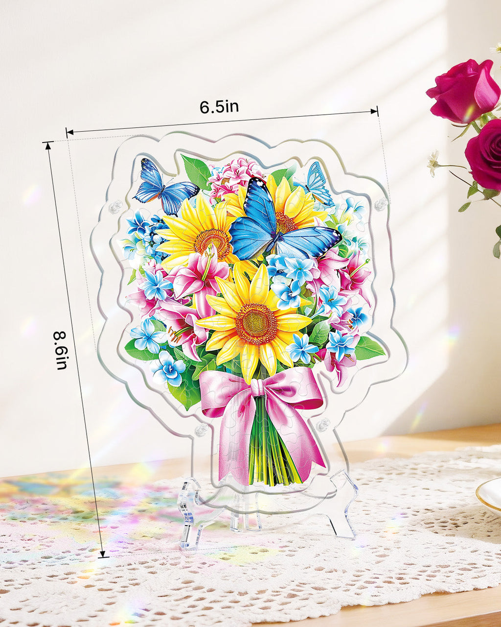 Acrylic Tabletop Suncatcher - Sunflower & Butterfly Bouquet