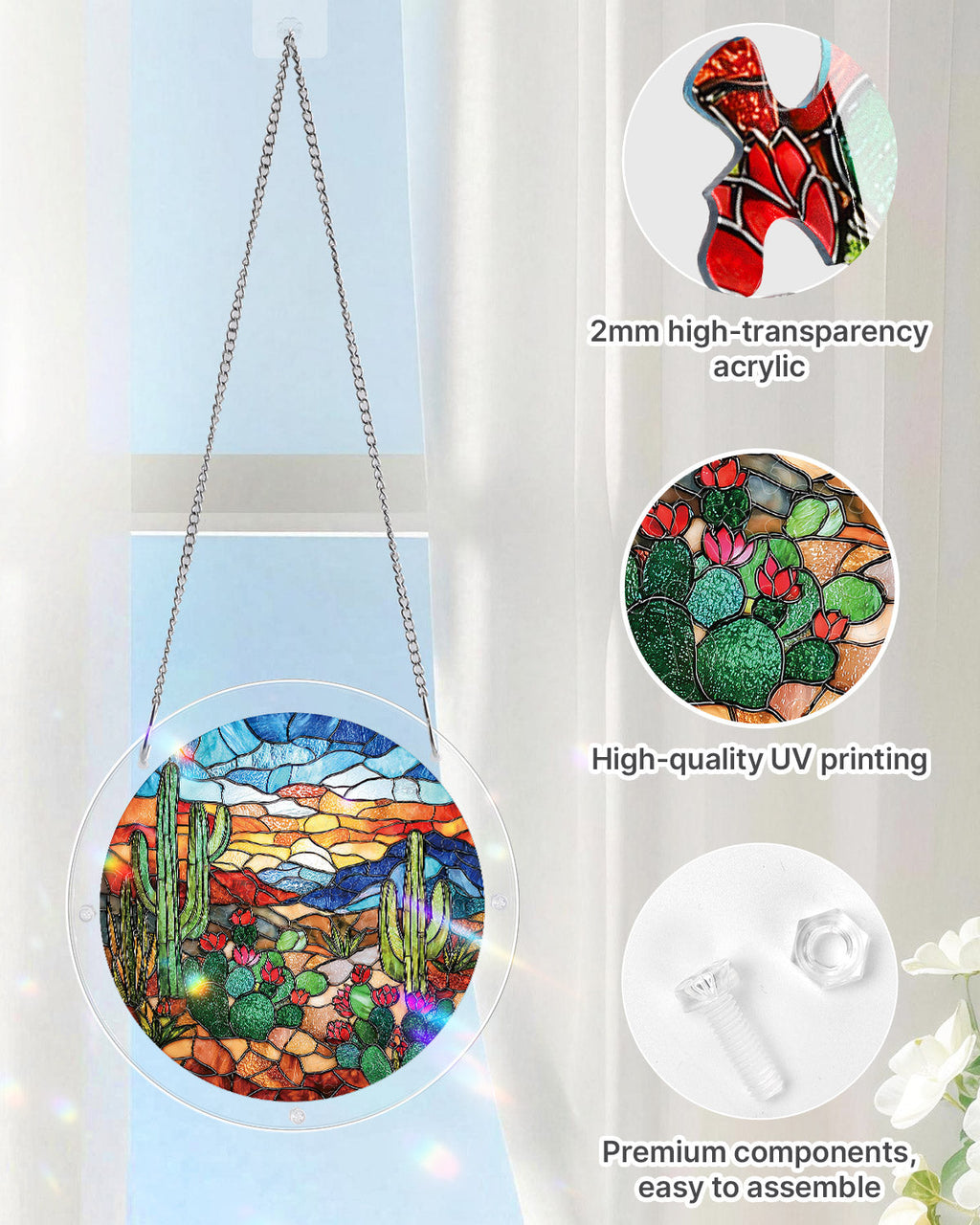 Desert Cactus Light Suncatcher-Acrylic Window Art