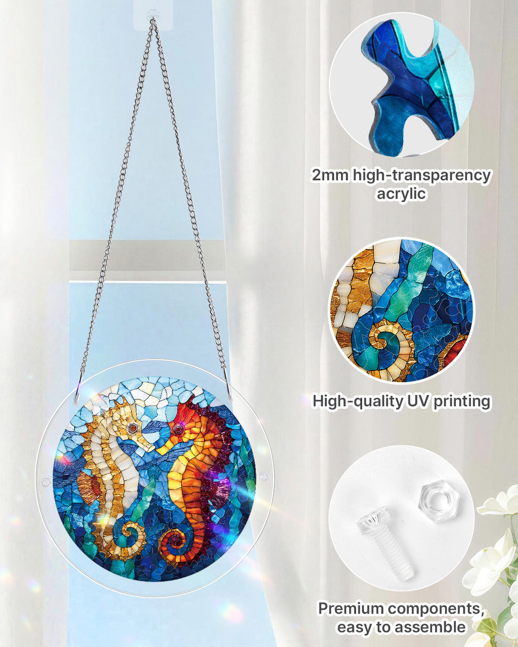 Dreamy Seahorses Light Suncatcher-Acrylic Window Art