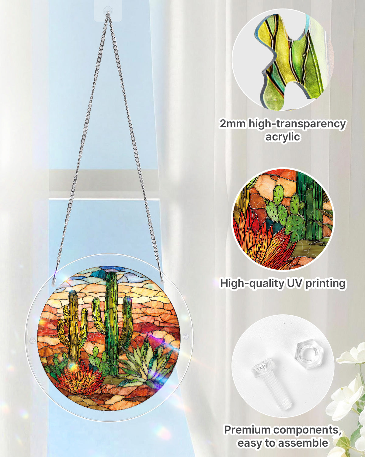 Sunset Cactus Light Suncatcher-Acrylic Window Art