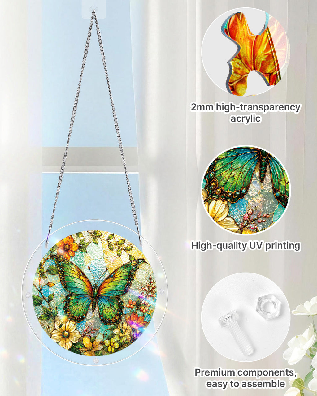 Emerald Butterfly Whisper Light Suncatcher-Acrylic Window Art