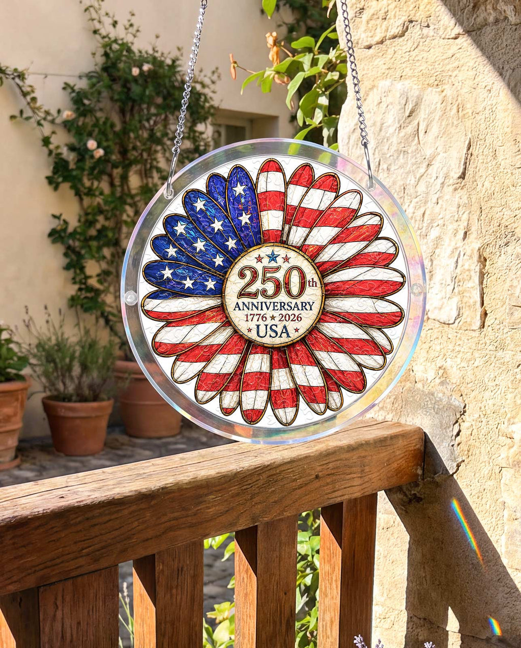 Acrylic Jigsaw Puzzle Suncatcher - Flag Flower