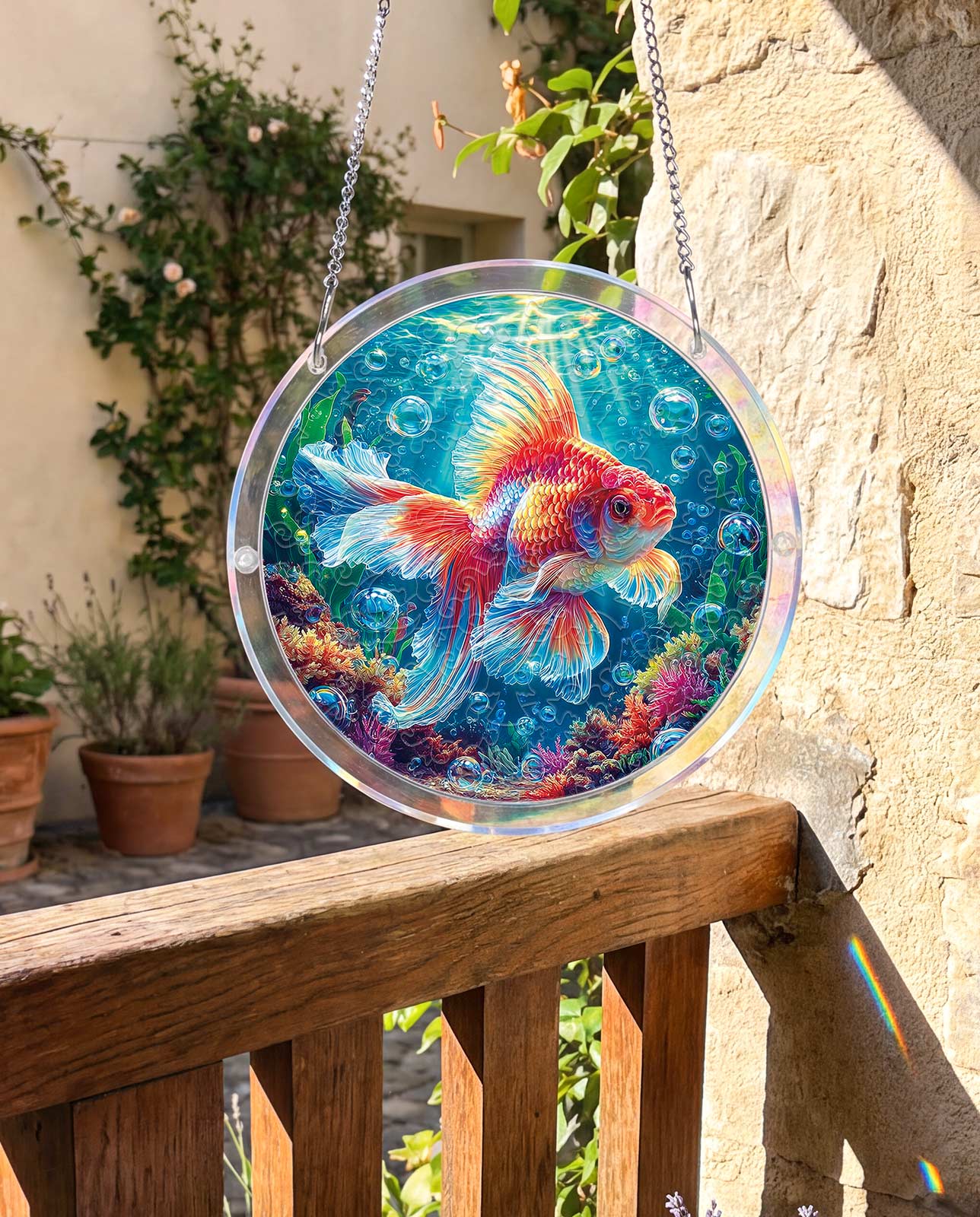 Acrylic Jigsaw Puzzle Suncatcher - Starflame Goldfish
