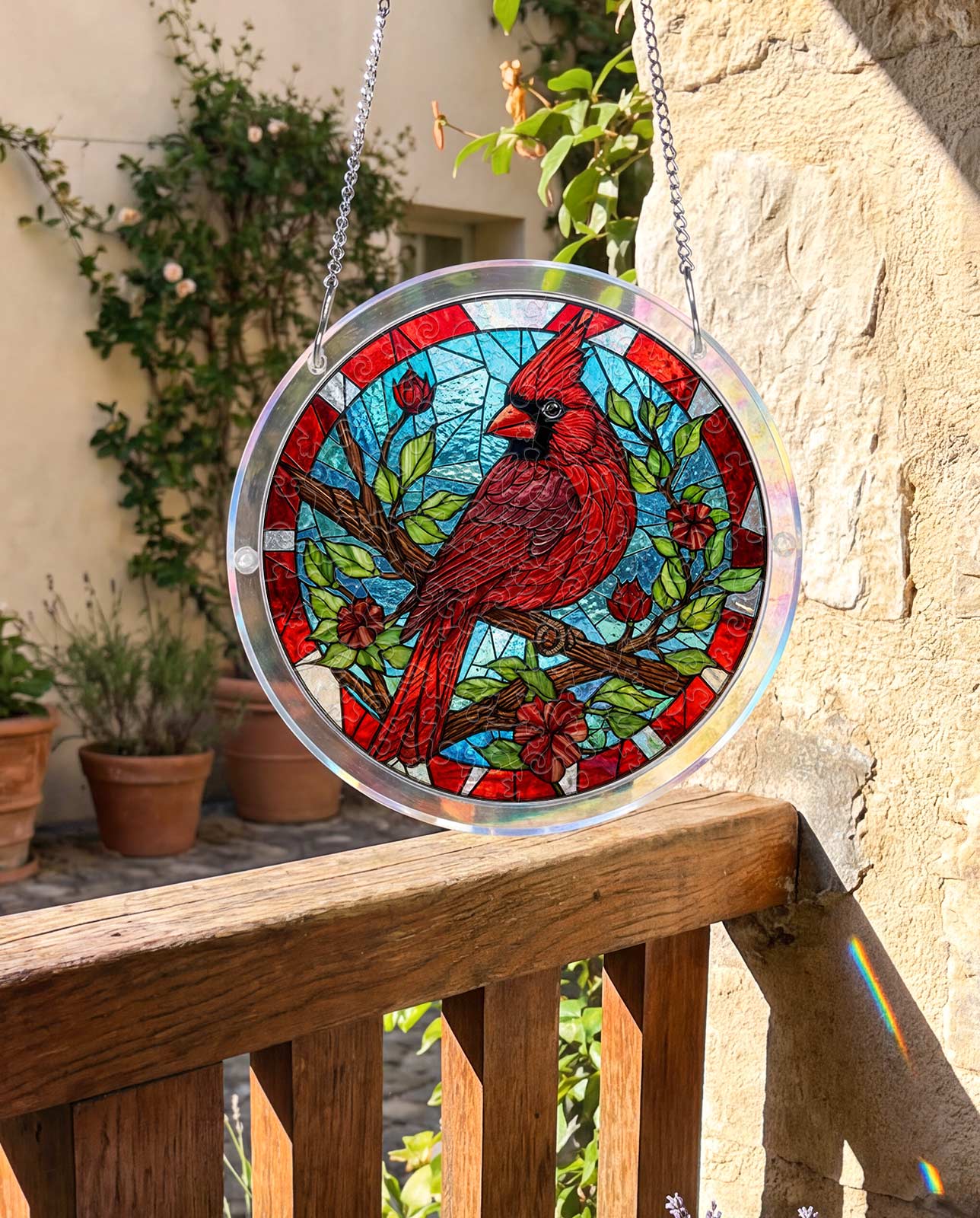 Acrylic Jigsaw Puzzle Suncatcher - Muted Cardinal