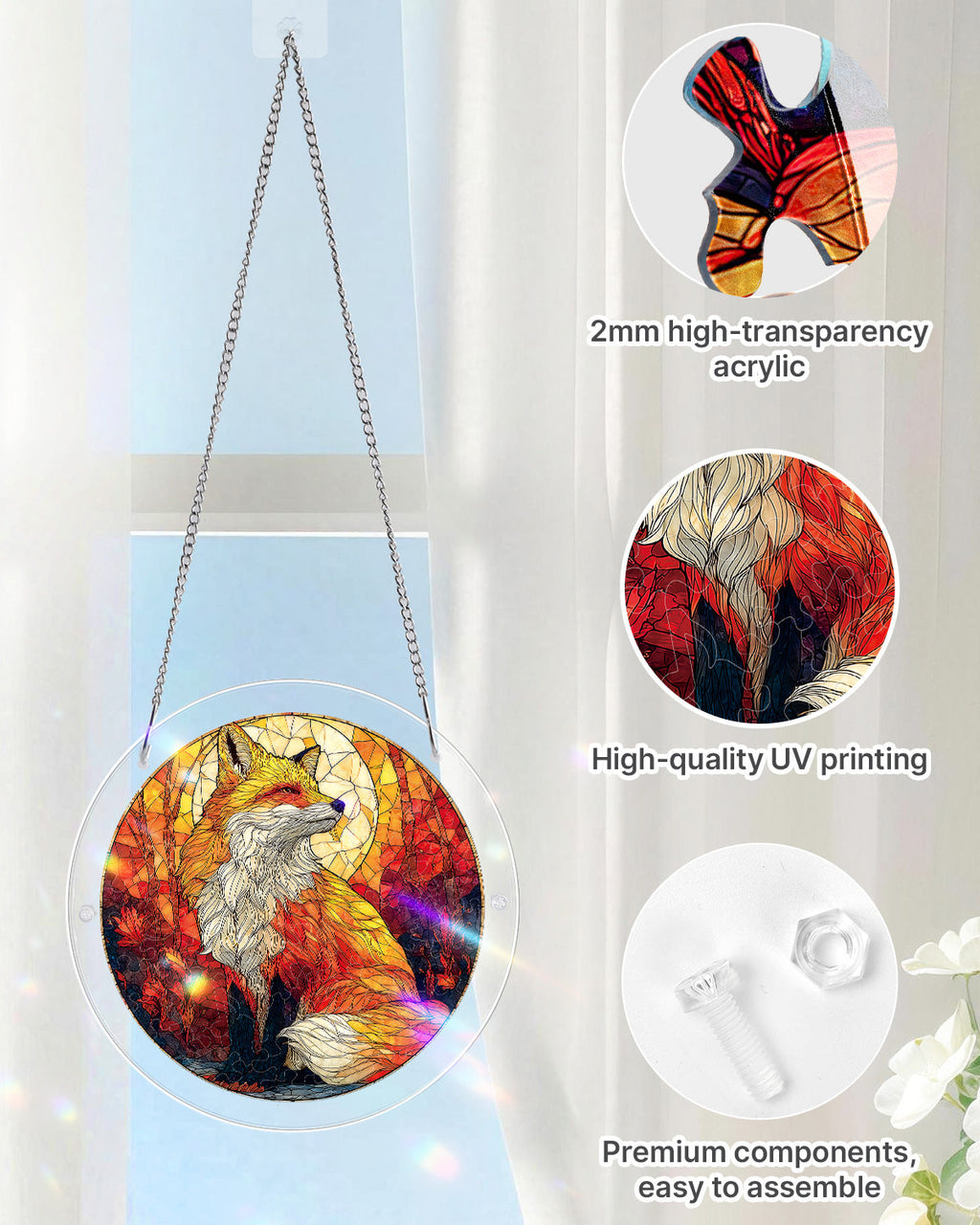 Fox Glow Light Suncatcher-Acrylic Window Art