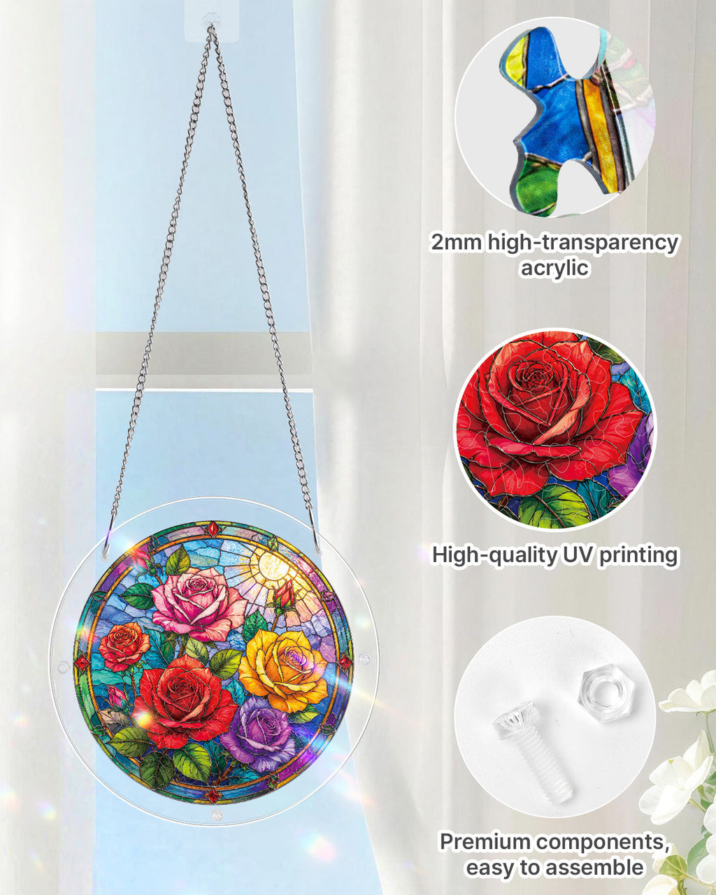 Rose Garden Window Light Suncatcher-Acrylic Window Art