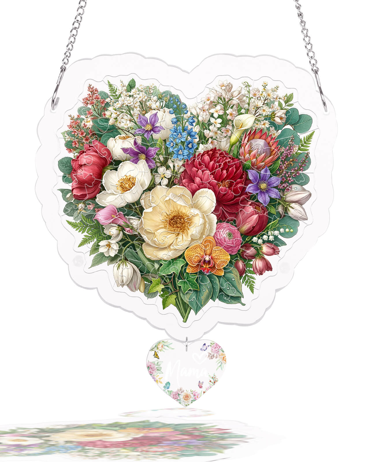 Acrylic Jigsaw Puzzle Suncatcher - Blush Garden Heart