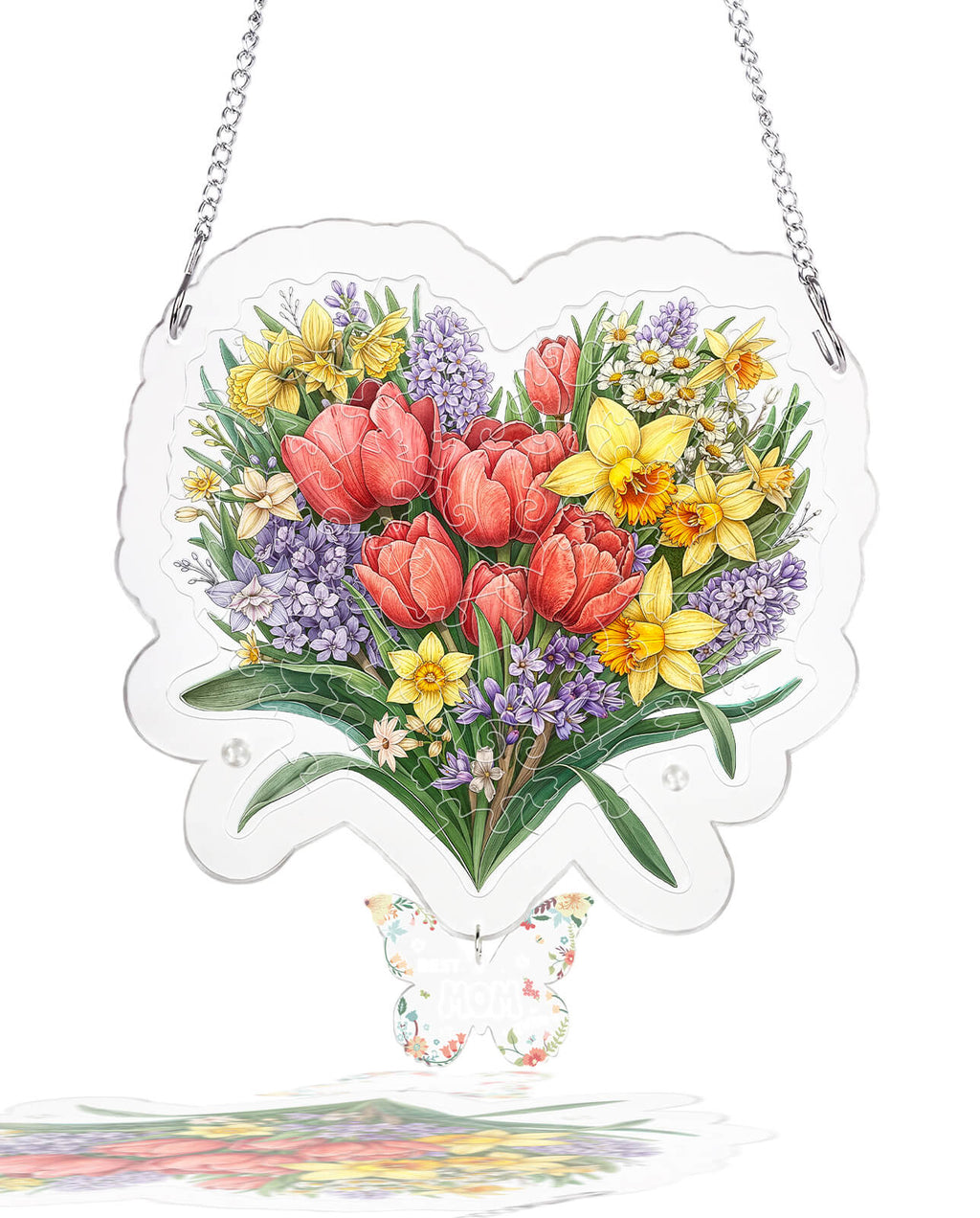 Acrylic Jigsaw Puzzle Suncatcher - Neon Petal Heart