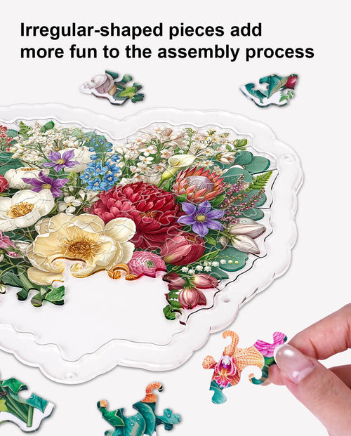 Acrylic Jigsaw Puzzle Suncatcher - Blush Garden Heart