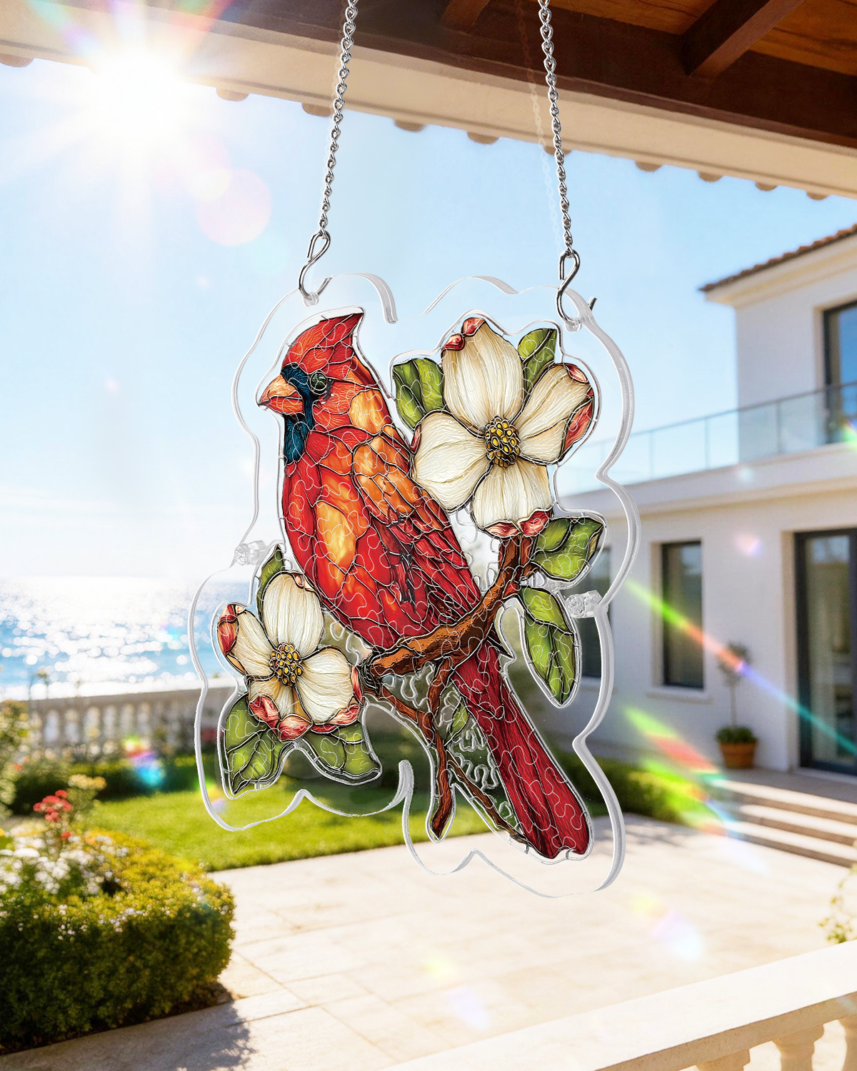 Acrylic Jigsaw Puzzle Suncatcher - Magnolia Cardinal