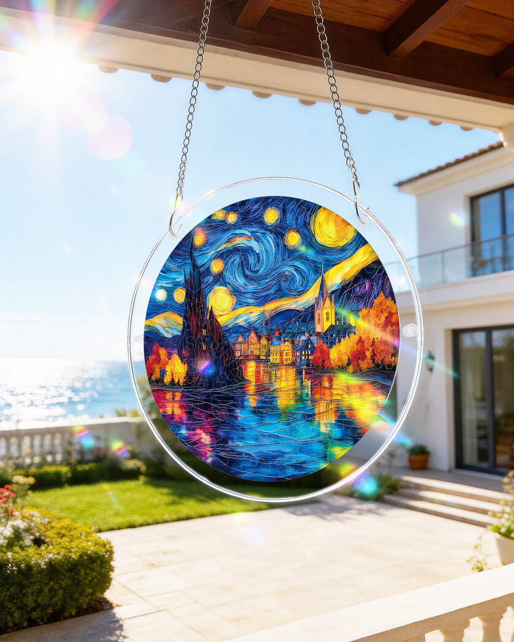 Starlit Village Light Suncatcher-Acrylic Window Art