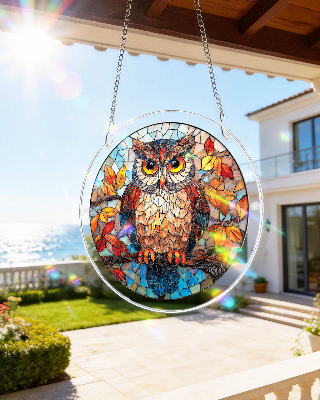 Autumn Owl Light Suncatcher-Acrylic Window Art