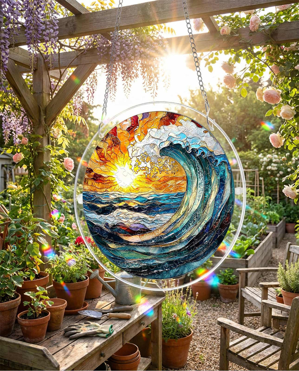 Acrylic Jigsaw Puzzle Suncatcher - Golden Wave