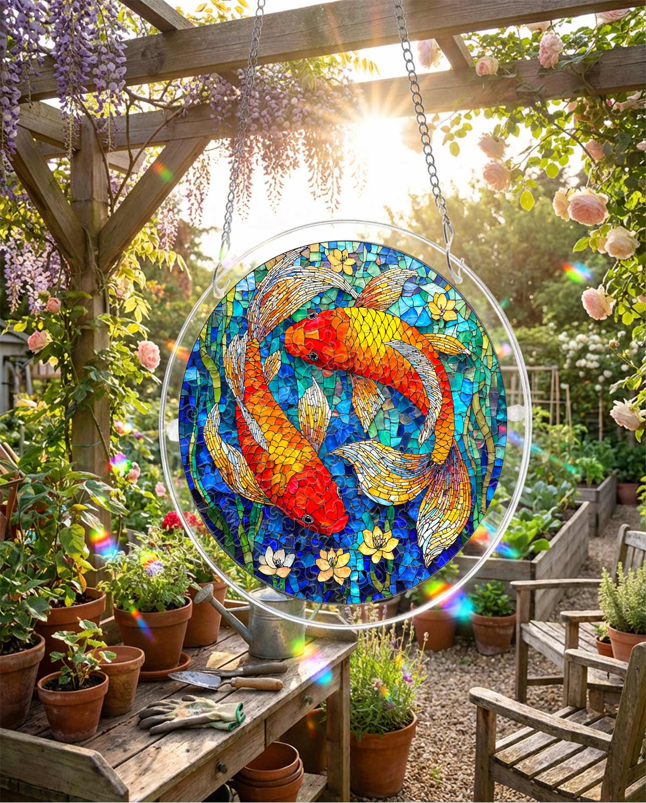 Acrylic Jigsaw Puzzle Suncatcher - Koi Dream Pond