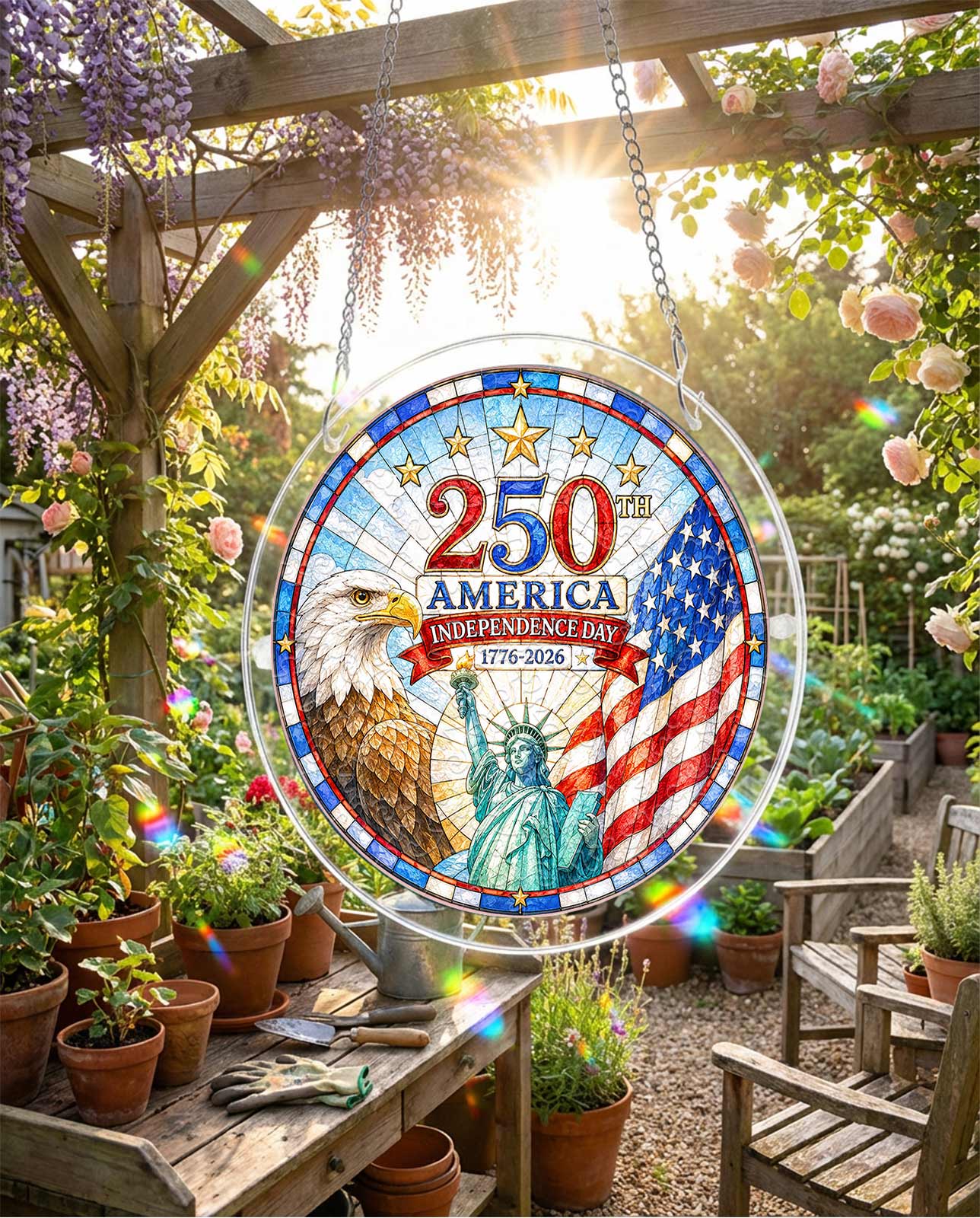 Acrylic Jigsaw Puzzle Suncatcher - American Bicentennial