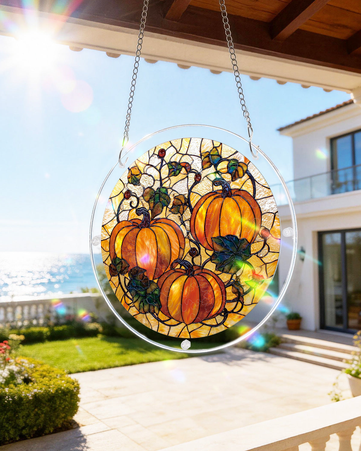 Harvest Pumpkin Light Suncatcher-Acrylic Window Art