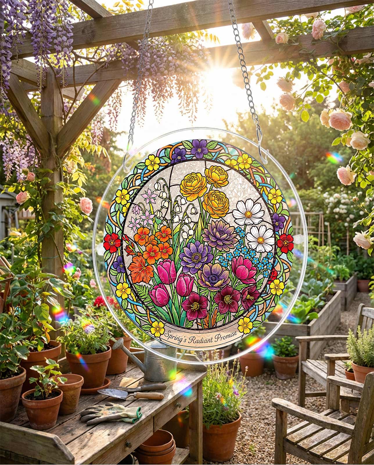 Acrylic Jigsaw Puzzle Suncatcher - Spring Blossoms