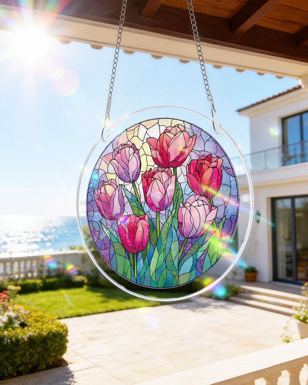 Morning Glow Tulips Light Suncatcher-Acrylic Window Art