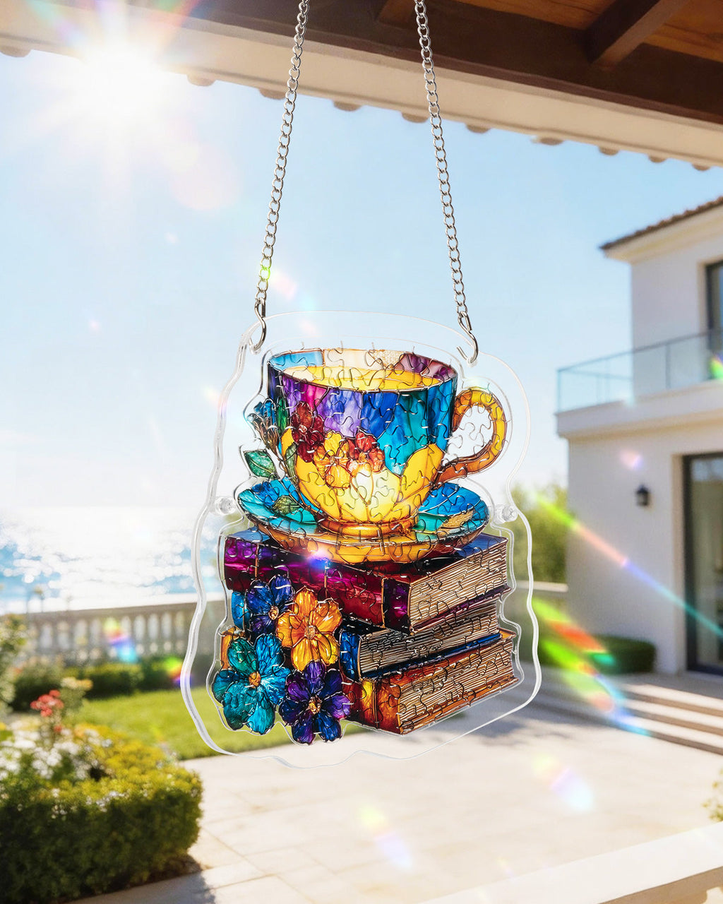 Acrylic Jigsaw Puzzle Suncatcher - Radiant Bloom Teacup