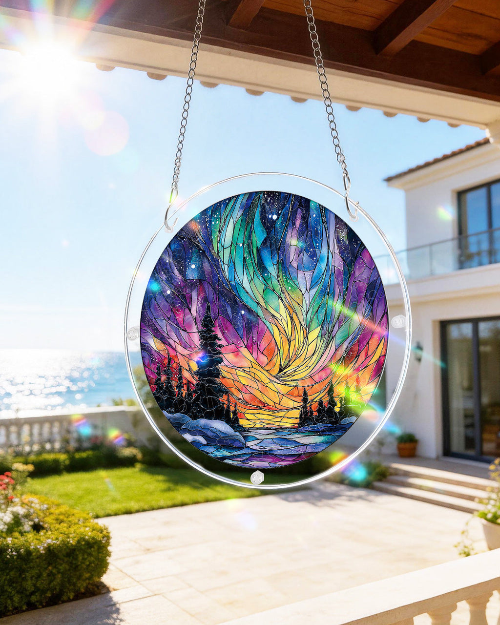 Snowy Aurora Night Light Suncatcher-Acrylic Window Art