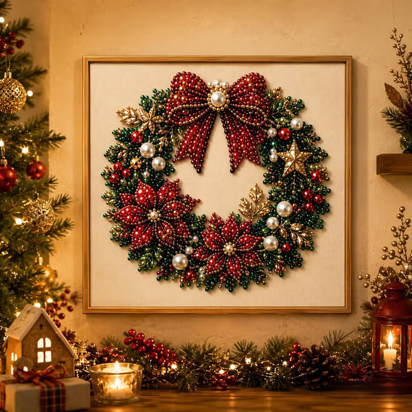 3D Pearl Christmas DIY Diamond Painting - Holiday Wreath