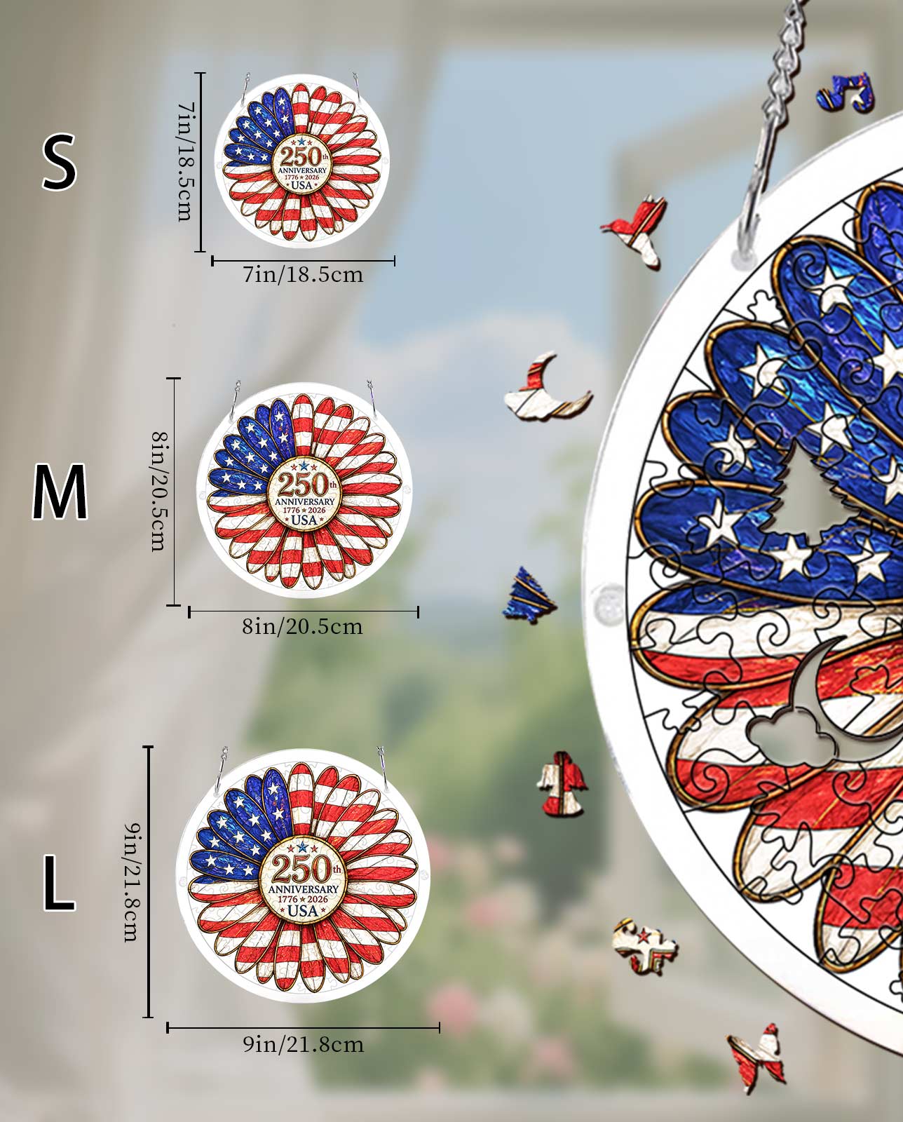 Acrylic Jigsaw Puzzle Suncatcher - Flag Flower