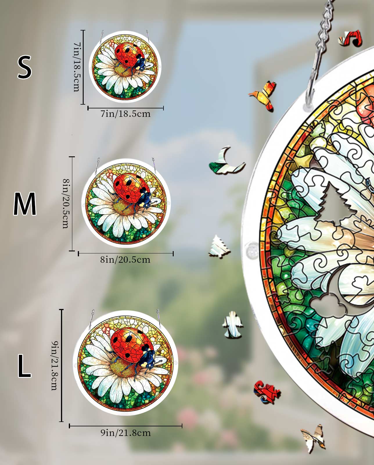Acrylic Jigsaw Puzzle Suncatcher - Ladybug on Daisy