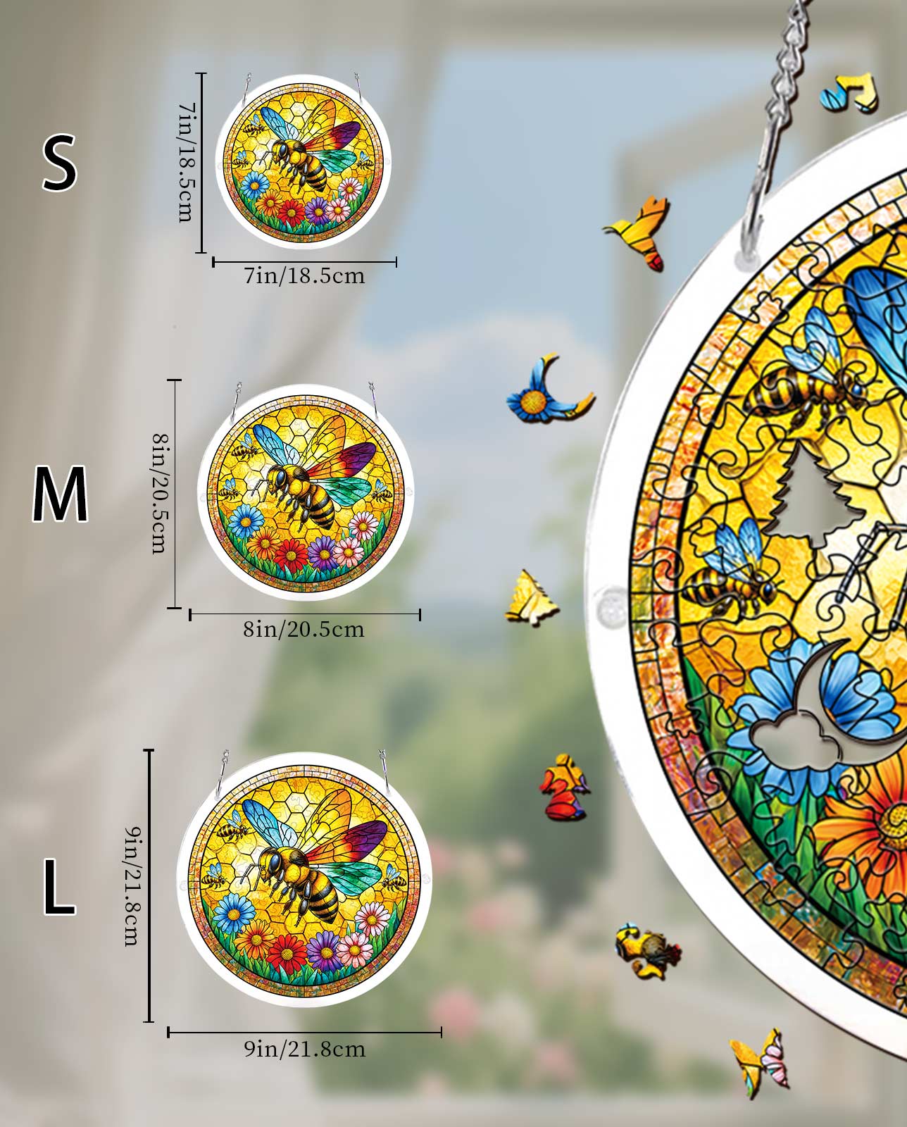 Acrylic Jigsaw Puzzle Suncatcher - Sunshine Bee