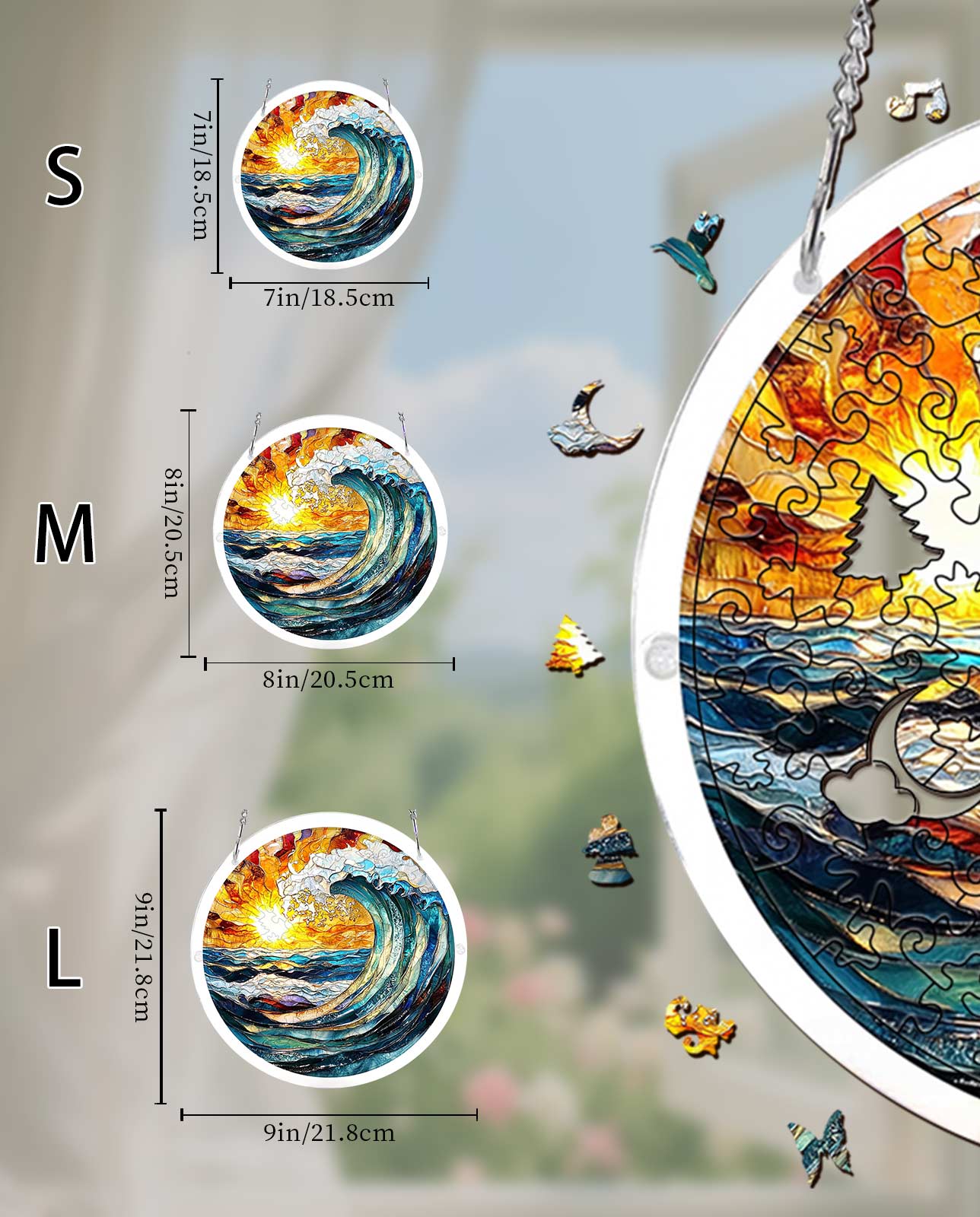 Acrylic Jigsaw Puzzle Suncatcher - Golden Wave