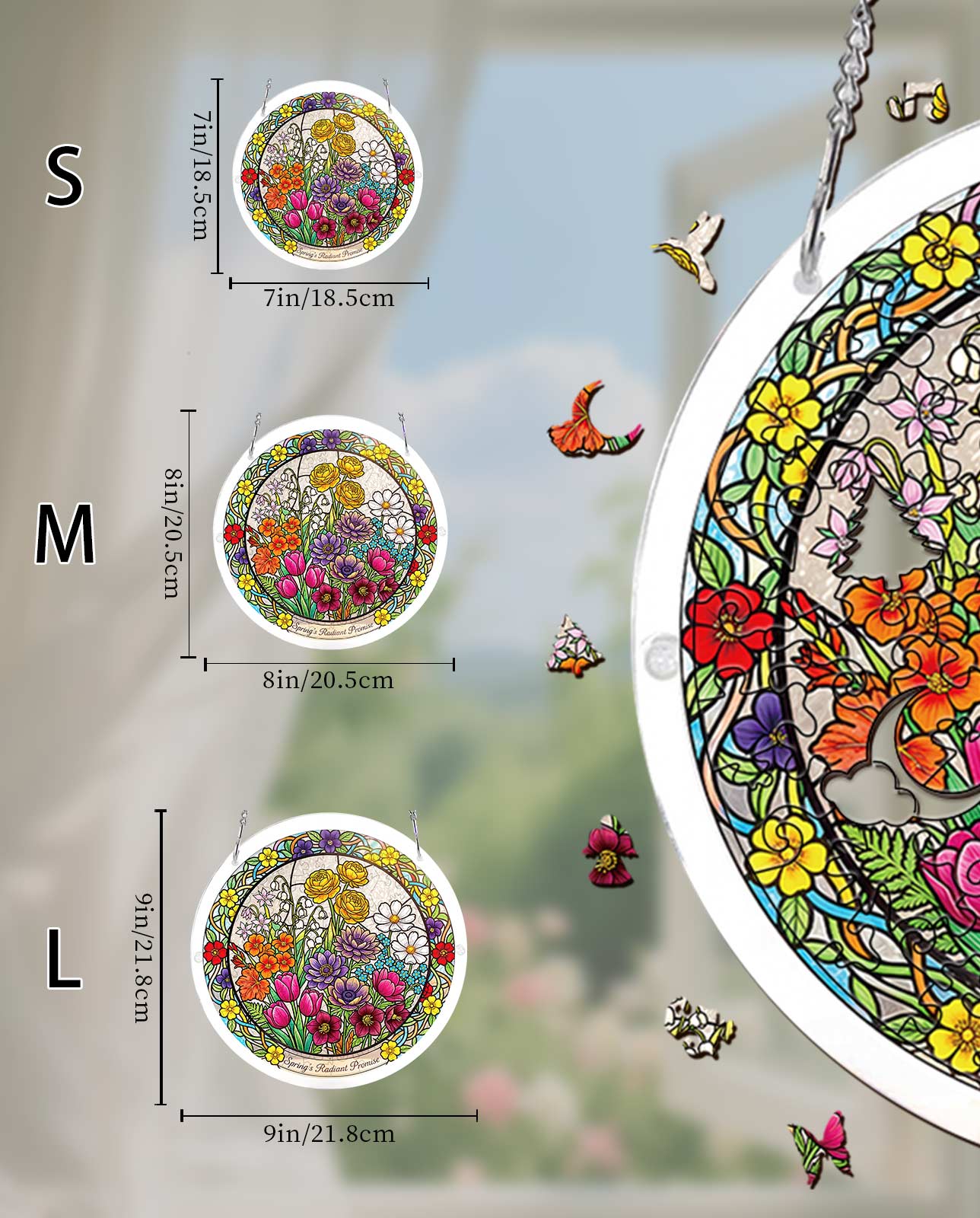 Acrylic Jigsaw Puzzle Suncatcher - Spring Blossoms