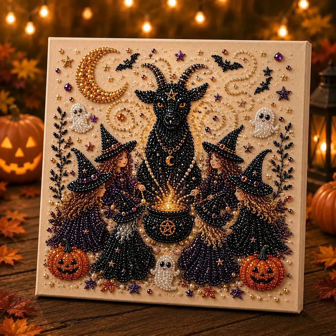 3D Halloween-Themed DIY Diamond Painting – Witches' Coven