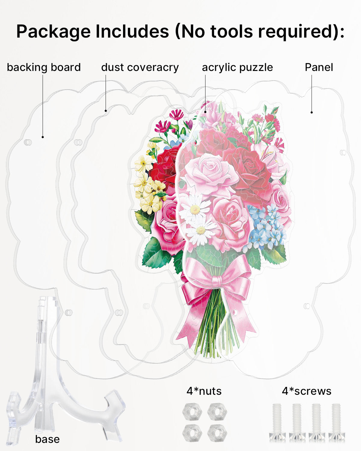 Acrylic Tabletop Suncatcher - Romantic Flower Bouquet