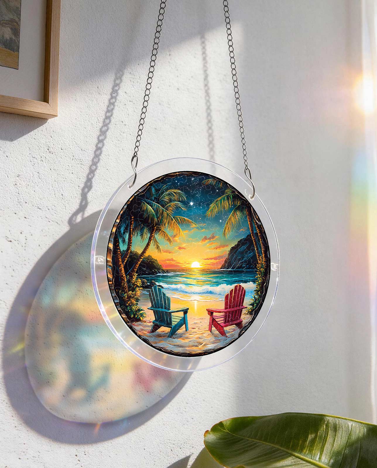 Acrylic Jigsaw Puzzle Suncatcher - Tropical Sunset
