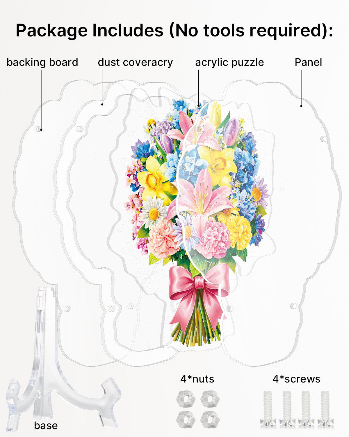 Acrylic Tabletop Suncatcher - Pink Lily & Daffodil Bouquet