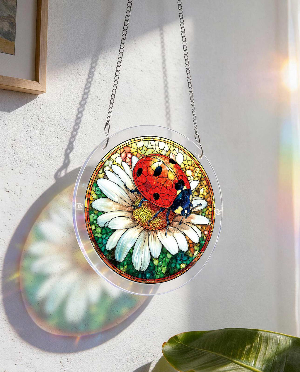 Acrylic Jigsaw Puzzle Suncatcher - Ladybug on Daisy