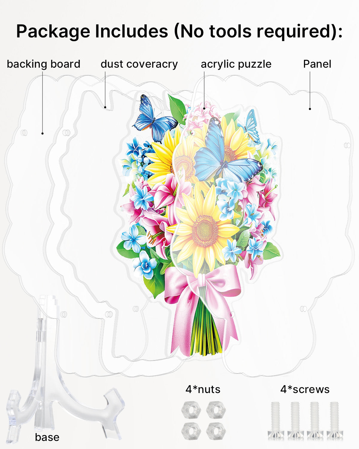 Acrylic Tabletop Suncatcher - Sunflower & Butterfly Bouquet