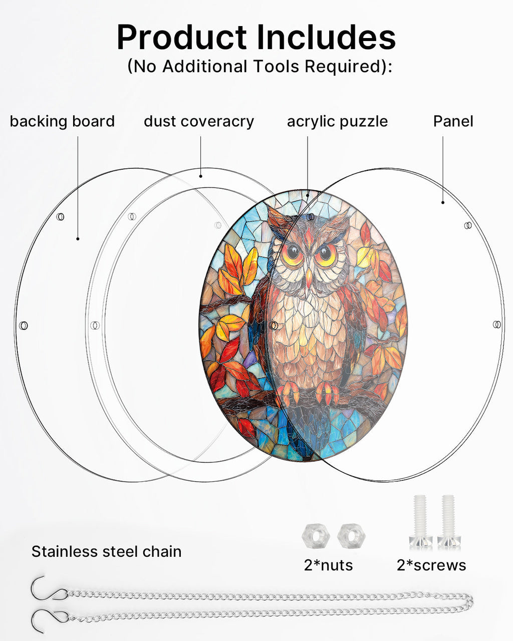 Autumn Owl Light Suncatcher-Acrylic Window Art