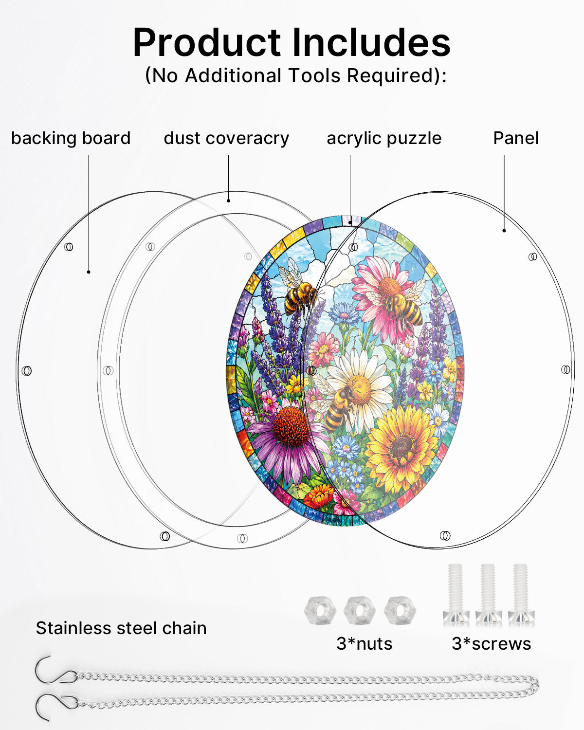 Bee Garden Bloom Light Suncatcher-Acrylic Window Art