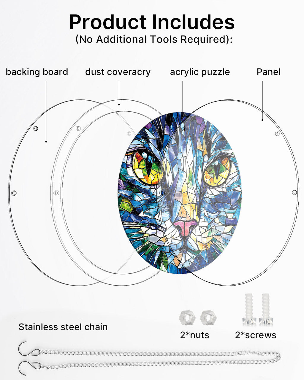 Mosaic Cat Light Suncatcher-Acrylic Window Art