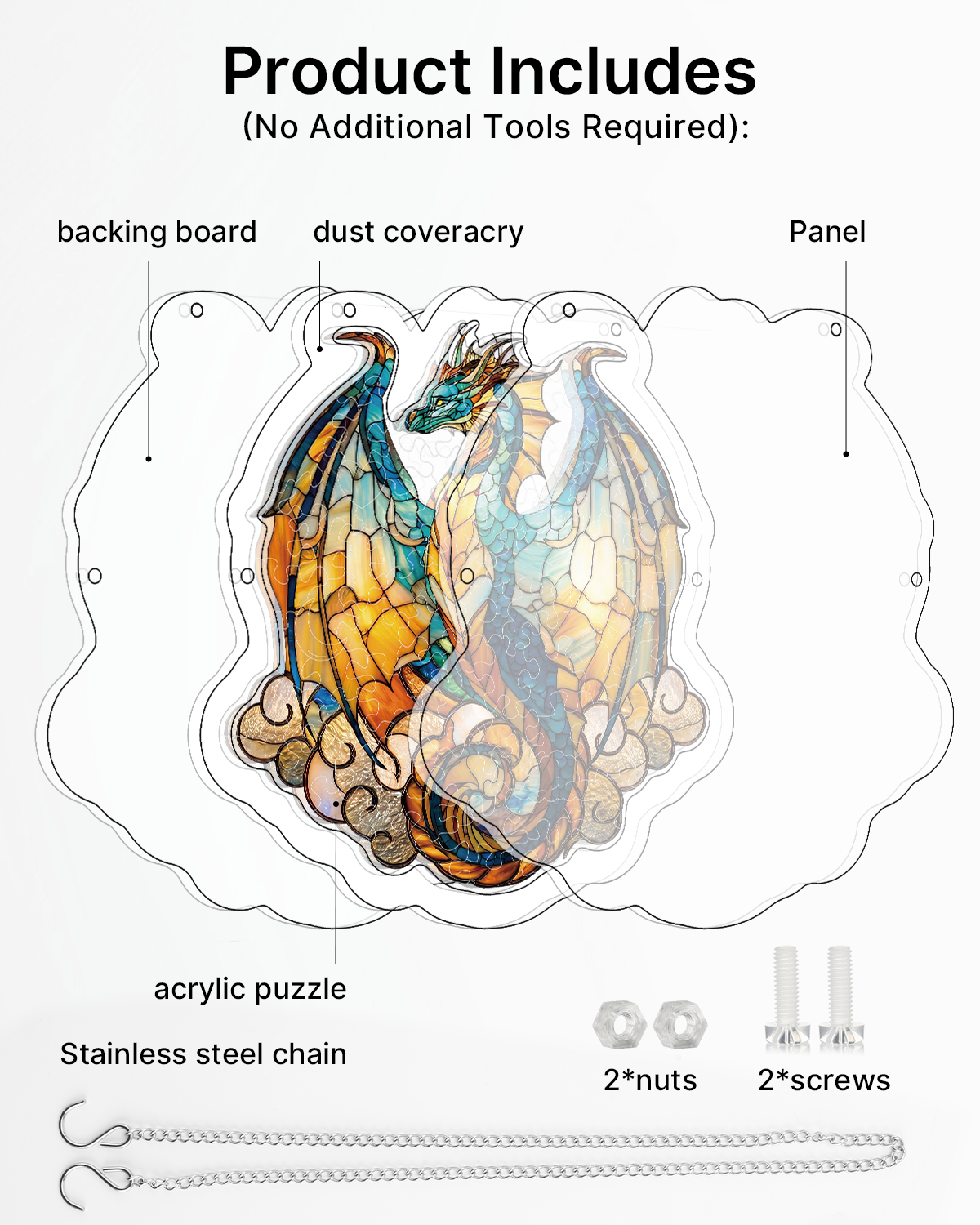 Acrylic Jigsaw Puzzle Suncatcher - Oceanfire Dragon