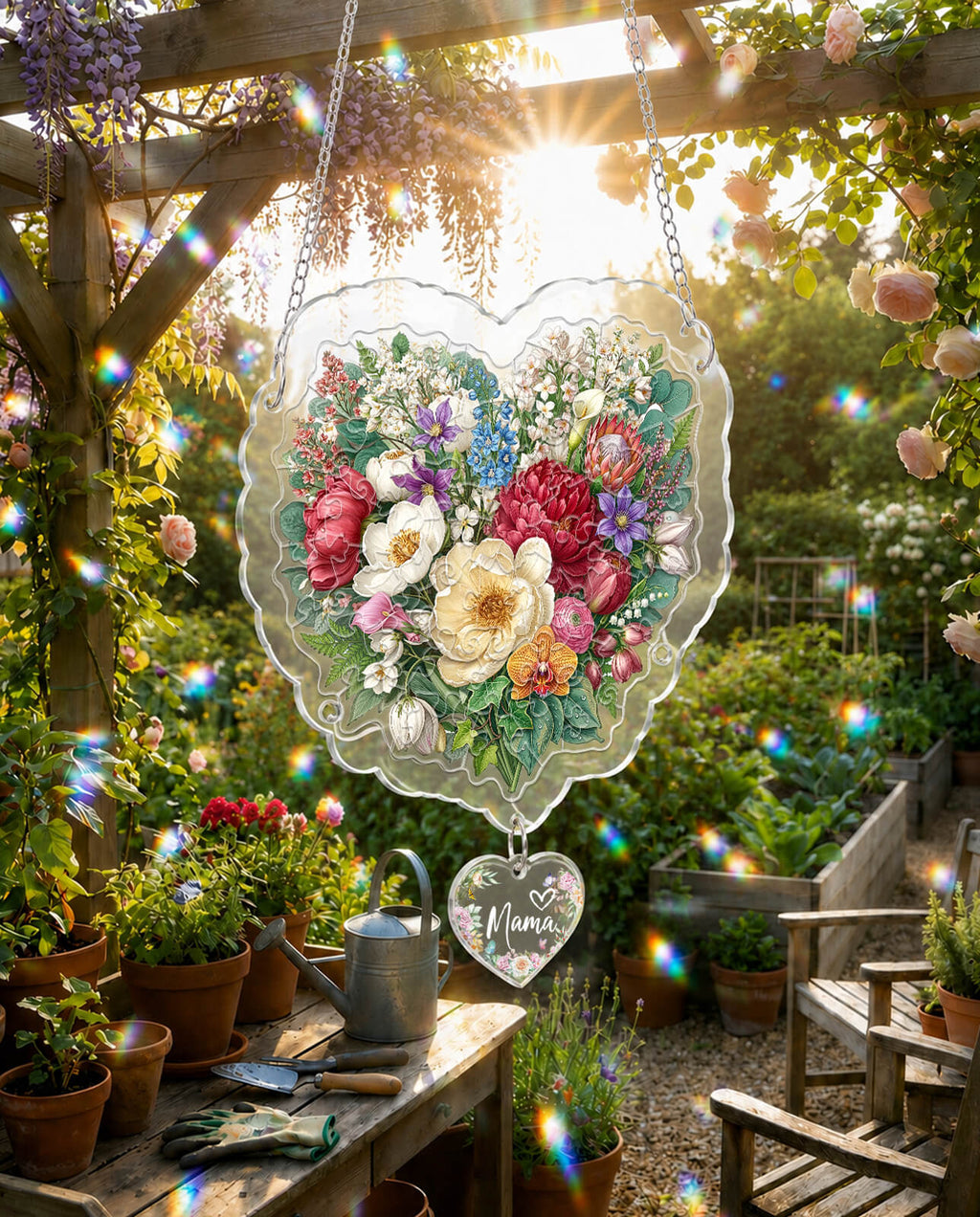 Acrylic Jigsaw Puzzle Suncatcher - Blush Garden Heart