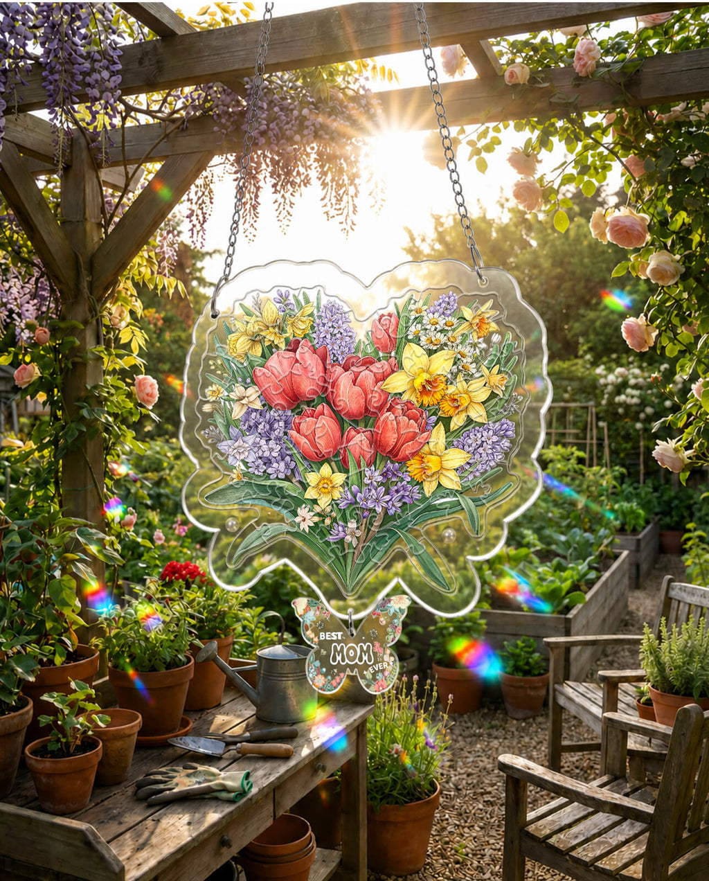 Acrylic Jigsaw Puzzle Suncatcher - Neon Petal Heart