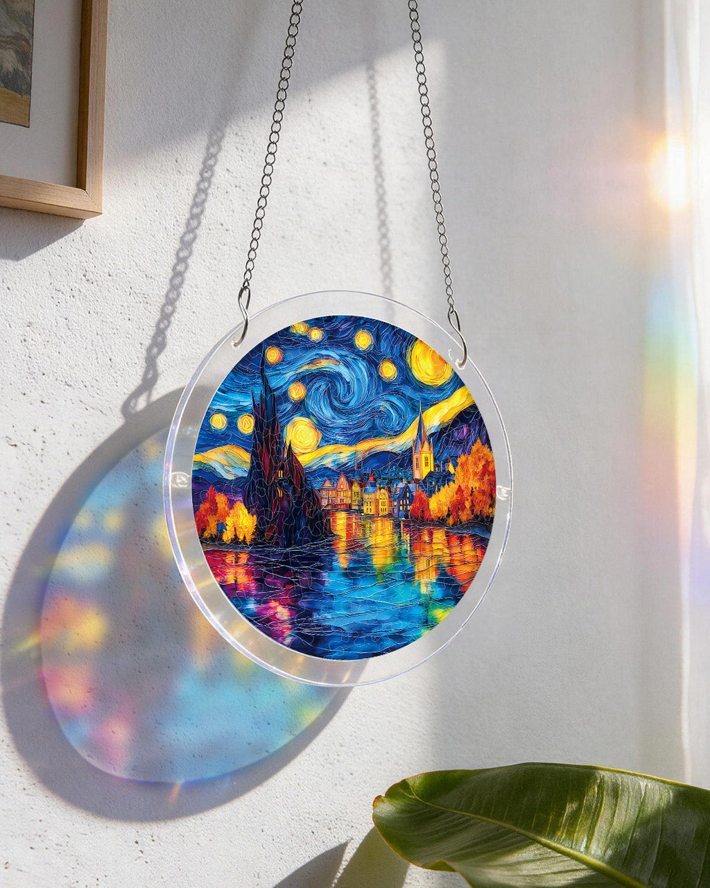 Starlit Village Light Suncatcher-Acrylic Window Art