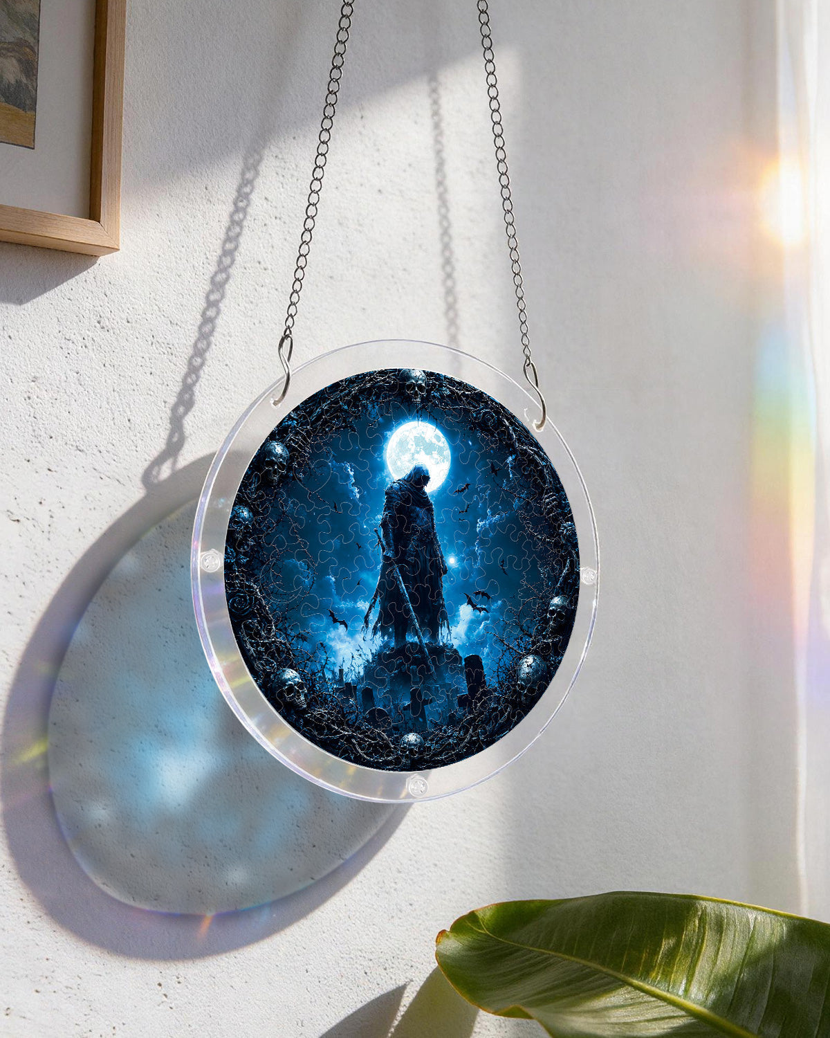 Moonlit Guardian Light Suncatcher-Acrylic Window Art