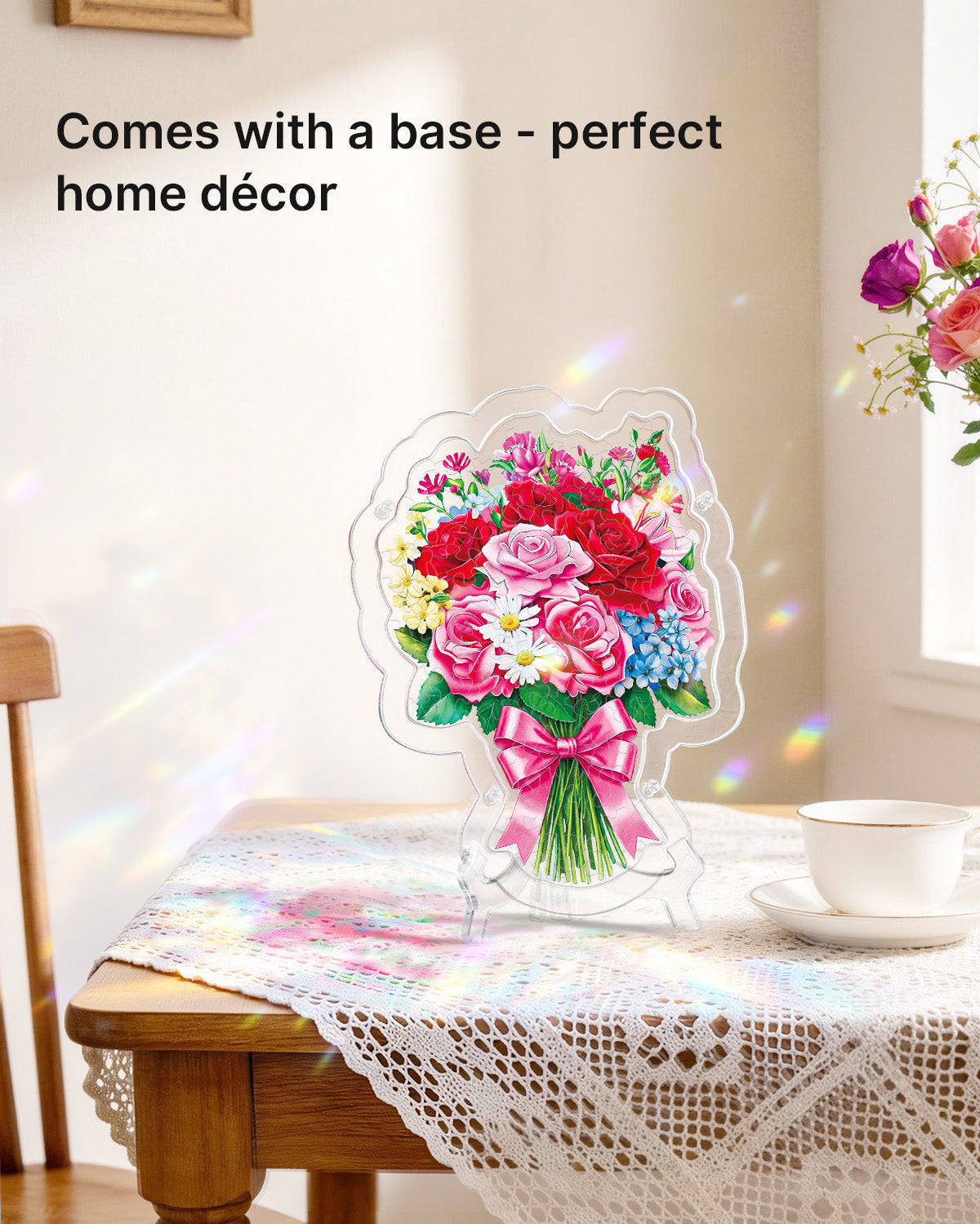 Acrylic Tabletop Suncatcher - Romantic Flower Bouquet