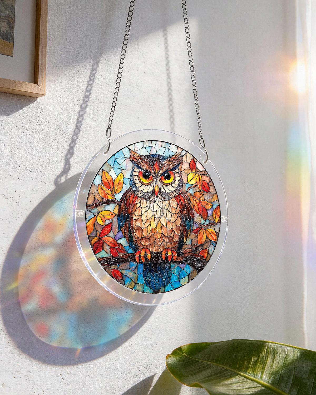 Autumn Owl Light Suncatcher-Acrylic Window Art