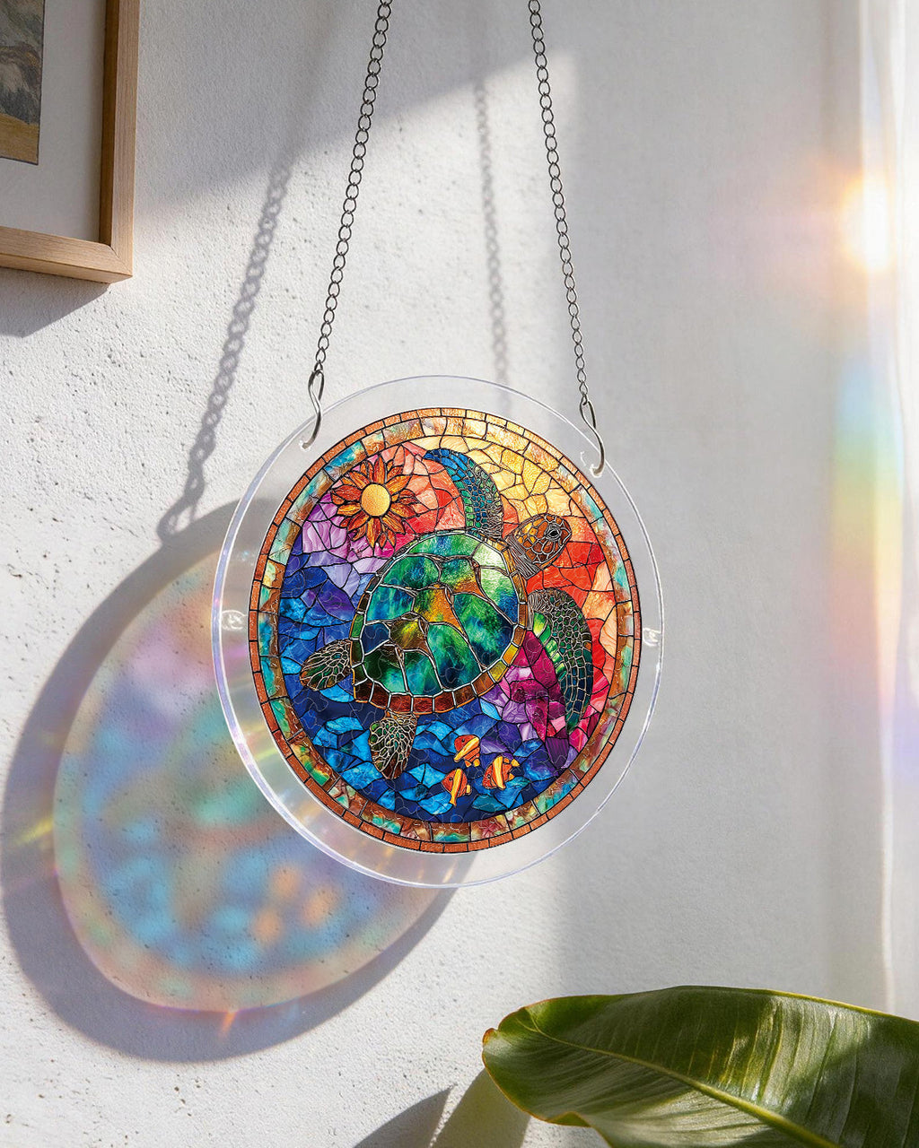 Stained Glass Sea Turtle Light Suncatcher-Acrylic Window Art